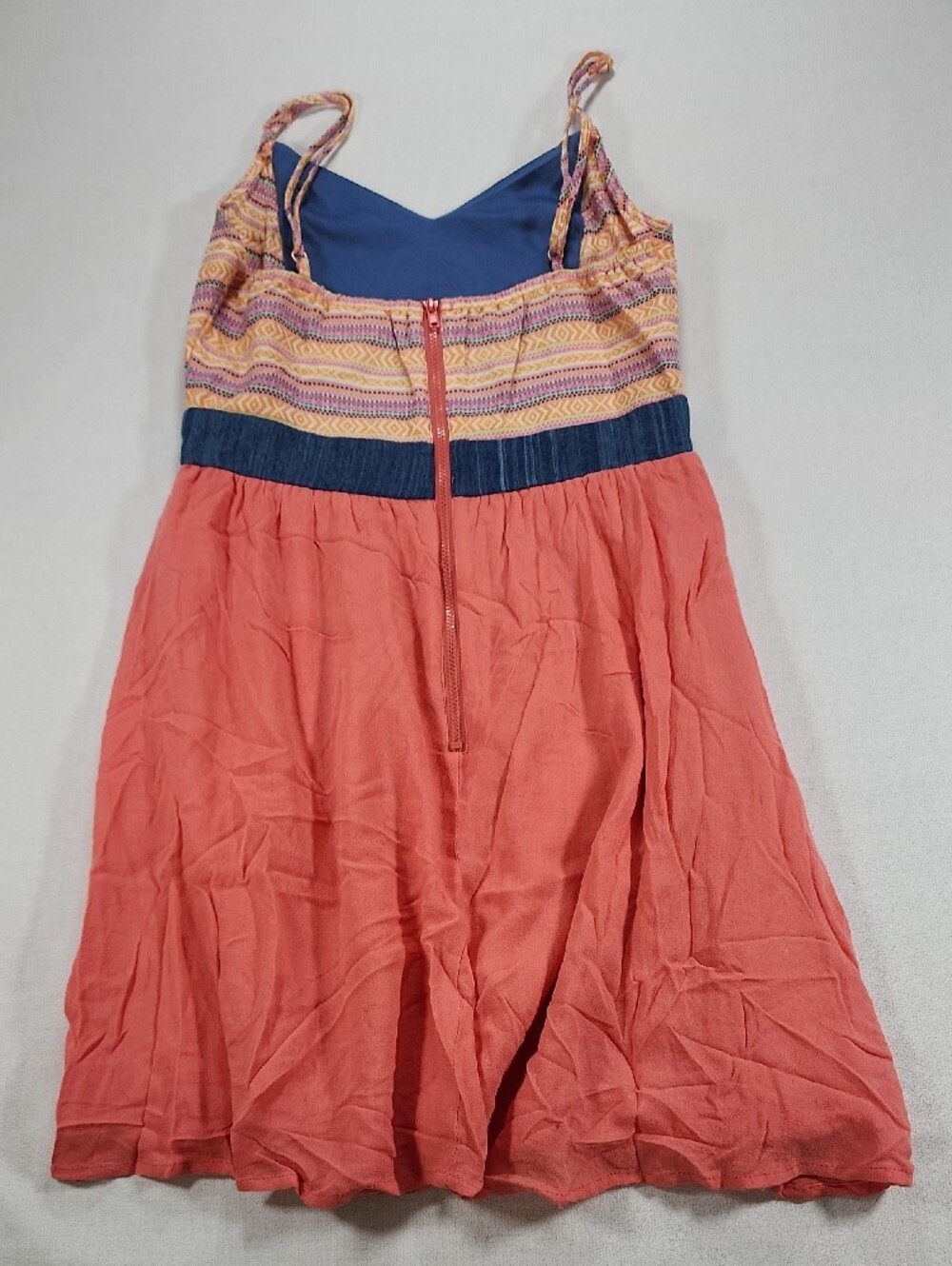 Flying Tomato Coral Sundress with Navy Embroidered Bodice - Picture 6 of 8